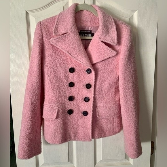Marvin Richards Jackets & Blazers - Marvin Richards size medium pink double breasted winter coat w black buttons